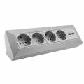  4-fach Steckdosenblock + 2x USB DELPHI silber 23118 Aufbau-Montage Steckdose mit USB Lade-Buchse