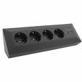  4-fach Steckdosenblock + 2x USB DELPHI schwarz 23119 Aufbau-Montage Steckdose mit USB Lade-Buchse