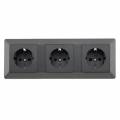 MILOS 3-fach Steckdose anthrazit mit 3er Rahmen dreifach 250V~ 16A, Einstecksicherung