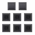  MILOS 8 tlg Starter Set anthrazit 6x Steckdose 2x Schalter mit Rahmen 250V~