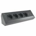  4-fach Steckdosenblock + 2x USB MILOS anthrazi 23308 Aufbau-Montage Steckdose mit USB Lade-Buchse