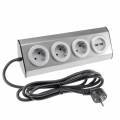hochwertiger 3-fach +2x USB Steckdosen Block Edelstahl 23433 mit 1,9m Kabel 230V~ Aufbau-Montage