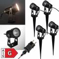 4er Set Led Gartenstrahler schwarz 230V 6W 380lm Objekt-Spots für Außen Boden mit Erdspieß