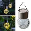  Solar Led Hängeleuchte CRACKLE-klar 9x6cm mit Bruchglas-Kugel Solarleuchte zum hängen