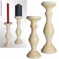 2er Set Kerzenhalter 25 & 30cm groß massiv Kerzenständer für Stab & Stumpenkerzen Optik-gedrechselt