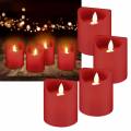 4er Set LED-Echtwachs Kerze SWINGING rot mit bewegter Flamme Timer
