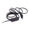  1,5m Netzkabel schwarz mit Schnurzwischen-Schalter & Eurostecker 2,5A/230V / 0,75 mm
