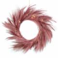   Lichter-Kranz aus Kunst-Pampasgras bordeaux 45cm 40 Led mit Timer Deko Boho Style Batteriebetrieb