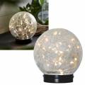 Solar Led Tischleuchte GLORY 12x12cm mit Bruchglas-Kugel Solarleuchte mit Sockel