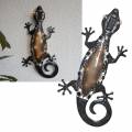 LED Solar Deko Wandleuchte GECKO 52x27cm Eidechse Wandbild Metall für Garten