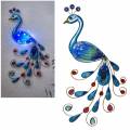 LED Solar Deko Wandleuchte Pfau PEACOCK ca. 52x27cm Wandbild Metall Glas für Garten