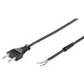 1,5m Netzkabel schwarz Eurostecker / blanke Enden mit Zugentlastung  2,5A/250V / 0,75 mm