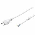  1,5m Netzkabel weiß Eurostecker / blanke Enden mit Zugentlastung  2,5A/250V / 0,75 mm