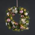 edler Led Tannenkranz Noel  40cm mit Timer Deko pastel-farben Batteriebetrieb Led beleuchtet