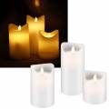 3er Set LED Echtwachs Kerzen 10/12/15x7,5cm  SWINGING weiß mit bewegter Flamme Timer