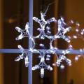 LED Schneeflocke  26cm Kaltweiß mit Lichtschlauch beleuchtet TIMER Batteriebetrieb Innen & Außen