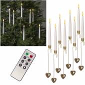   8 Stk Led Stabkerzen 3D Flamme 155 x 15mm mit Fernbedienung Timer & Herz-Halterung flackernd Kerze