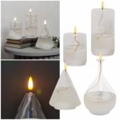  edle LED Öl-Kerze 3D FLAMME Öllampen- Flüssig-Wachs-Kerzen-Optik Glas Gel mit Timer