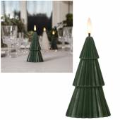  LED Echtwachs-Kerze 3D FLAMME Tannenbaum grün mit Timer 15 x 7cm Weihnachtsbaum