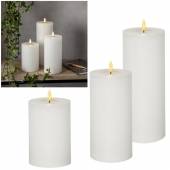 LED Stumpen-Kerze weiß 3D-FLAMME FLOW XL 17,5/22,5/27,5x10cm mit Timer Echtwachs Liquid-Wax-Optik