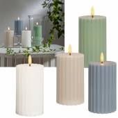 LED Kerze 3D FLAMME STRIPE 15 x 7,5cm mit Timer flackernd Echtwachs Blockkerze