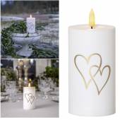 In & Outdoor LED Kerze 3D Flamme HEART 14x7cm mit TIMER & Dämmerungssensor Terrasse Garten