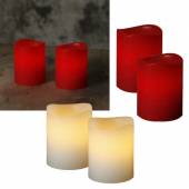 2 tlg Set Mini LED Echtwachs-Kerzen WAVE 60x50mm Timer flackernd Wachs Kerze