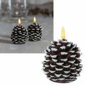  LED Echtwachs-Kerze 3D FLAMME Tannenzapfen mit Timer 8 x 10cm Tannenzapfe Zapfe