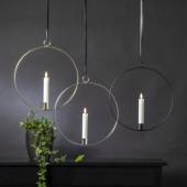 Edler Metallring mit LED Stabkerze 3D FLAMME � 28cm zum H&auml;ngen Design-Laterne