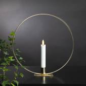 Edler Metallring mit LED Stabkerze 3D FLAMME stehend � 28cm messing mit St&auml;nder