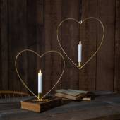 Edles Metall-Herz mit LED Stabkerze 3D FLAMME 28x28cm  mit Timer zum H&auml;ngen/stehend Design