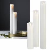 LED Echtwachs-Kerze TWINKLE-long 21/31/41cm hoch TIMER mit bewegter Flamme