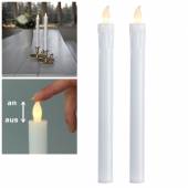 2er Set Led Stab-Kerze TOUCH WEI&szlig; 25x2cm, flammenlose Stabkerzen