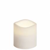 LED Leucht-Kerze Outdoor WEI&szlig; 7,5x7,5cm f&uuml;r Au&szlig;en mit Timer / Kunststoff