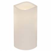 LED Leucht-Kerze Outdoor WEI&szlig; 15x7,5cm f&uuml;r Au&szlig;en mit Timer / Kunststoff