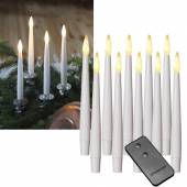  10er Set Led Stabkerzen mit Fernbedienung und Cliphalterung 150 x 15mm, flackernd Kerze