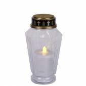 LED Grableuchte Memorial Candle transparent 15,5cm / Grablaterne Grablicht