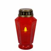 LED Grableuchte Memorial Candle rot 15,5cm / Grablaterne Grablicht