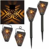4er Set Solar Leuchte Laterne BLACK 39x7cm mit Lichtmuster Solar-Lampen hängend oder stehend