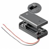 Batteriefach 2x AAA mit EIN-AUS Schalter, Batteriehalter