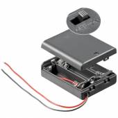 Batteriefach 3x AA geschlossen mit EIN-AUS Schalter / Batteriehalter