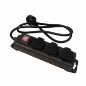 3-fach Outdoor Steckdosenleiste mit Schalter 1,5m Kabel 230V 16A IP44 Steckerleiste
