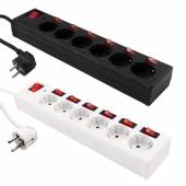   Mehrfach-Tisch-Steckdose 6-fach einzeln schaltbar AN-AUS Steckerleiste Tisch-Steckdosen-Leiste
