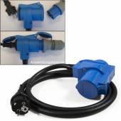 1,5m Adapter-Kabel CEE Kupplung 3polig 16A mit 230V Steckdose auf Schutzkontakt-Stecker IP44