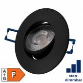 Led Decken-Einbauleuchte dimmbar schwenkbar EL-313D schwarz warmweiß 230V 4,5W 420lm 90mm