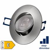 Led Decken-Einbauleuchte dimmbar schwenkbar EL-313D edelstahl-optik warmweiß 230V 4,5W 420lm 90mm