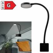 Led Steckdosen-Leuchte HALO schwarz Schwanenhals 36cm 230V 3,3W 280lm warmwei&szlig; touch Stecker-Lampe