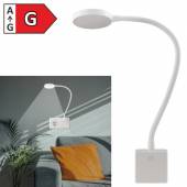 Led Steckdosen-Leuchte HALO wei&szlig; mit Schwanenhals 36cm 230V 3,3W 280lm warmwei&szlig; touch Stecker-Lampe