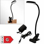 Led Klemm-Leuchte HALO schwarz mit Schwanenhals 33cm 230V 3,3W 280lm warmwei&szlig; touch Lese-Lampe