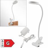 Led Klemm-Leuchte HALO wei&szlig; mit Schwanenhals 33cm 230V 3,3W 280lm warmwei&szlig; touch Lese-Lampe
